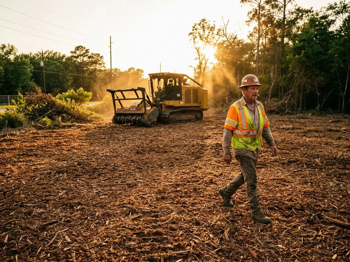 Operator walking cleared Houston property